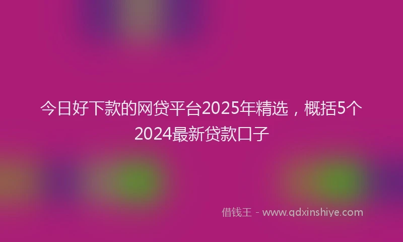 今日好下款的网贷平台2025年精选，概括5个2024最新贷款口子