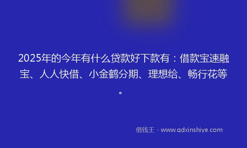 2025年的今年有什么贷款好下款有：借款宝速融宝、人人快借、小金鹤分期、理想给、畅行花等。