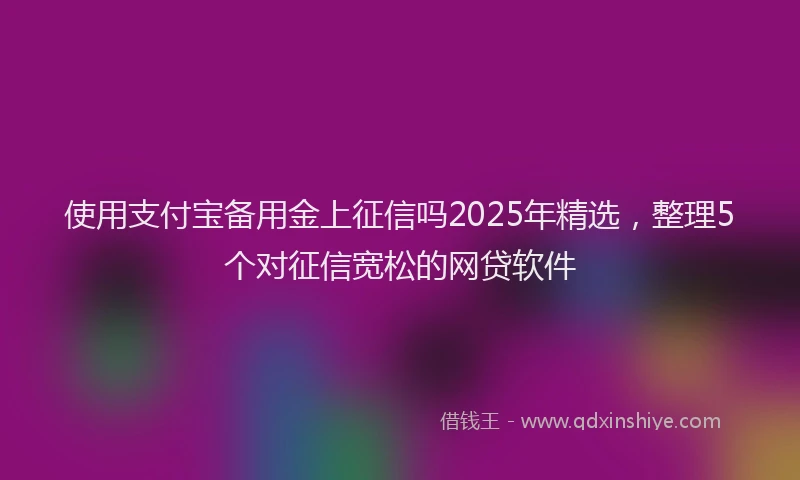 使用支付宝备用金上征信吗2025年精选，整理5个对征信宽松的网贷软件