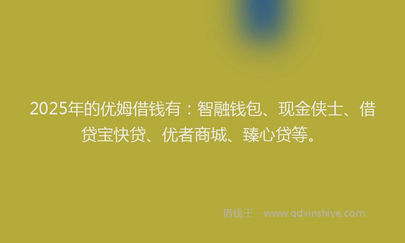2025年的优姆借钱有：智融钱包、现金侠士、借贷宝快贷、优者商城、臻心贷等。