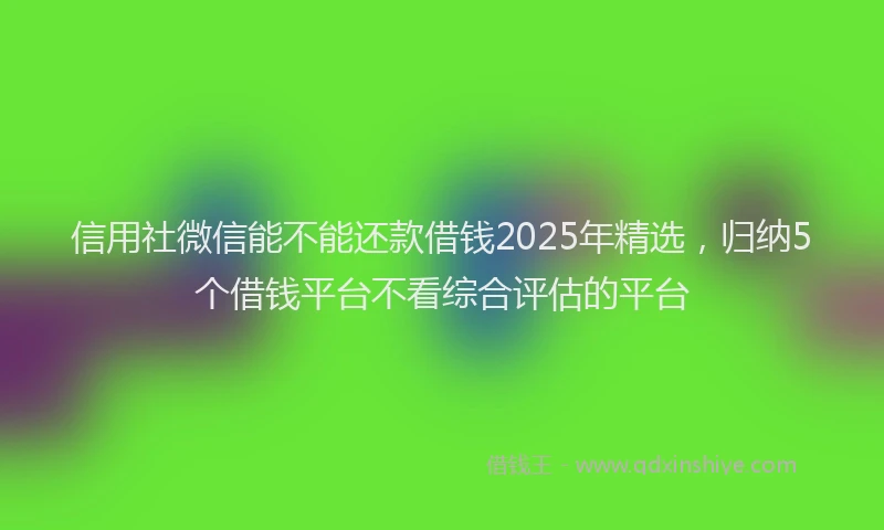 信用社微信能不能还款借钱2025年精选,归纳5个借钱平台不看综合评估的平台