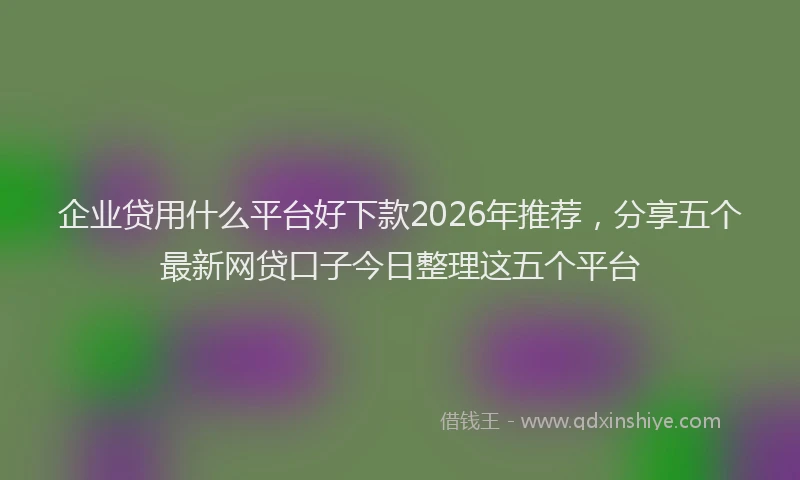 企业贷用什么平台好下款2026年推荐,分享五个最新网贷口子今日整理这五个平台