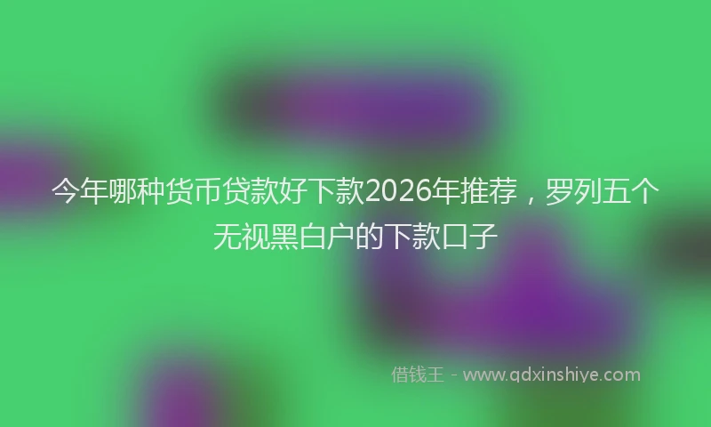 今年哪种货币贷款好下款2026年推荐,罗列五个无视黑白户的下款口子
