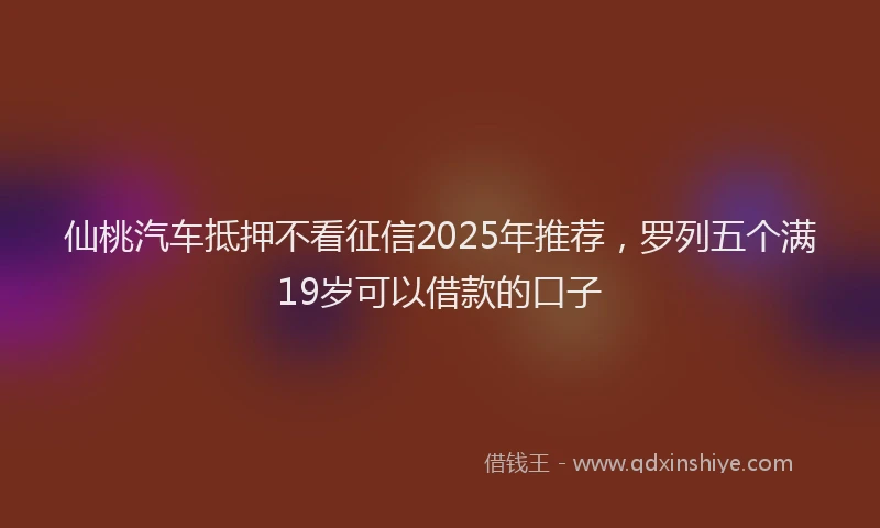 仙桃汽车抵押不看征信2025年推荐，罗列五个满19岁可以借款的口子