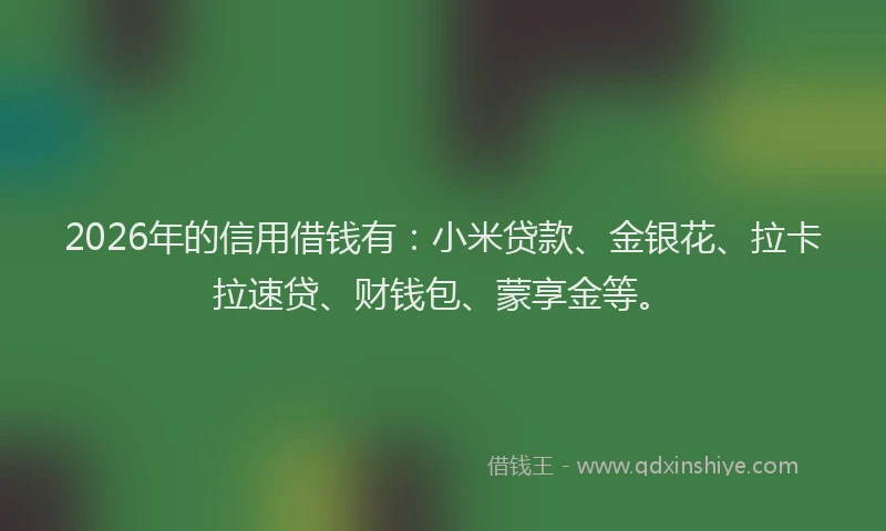 2026年的信用借钱有：小米贷款、金银花、拉卡拉速贷、财钱包、蒙享金等。