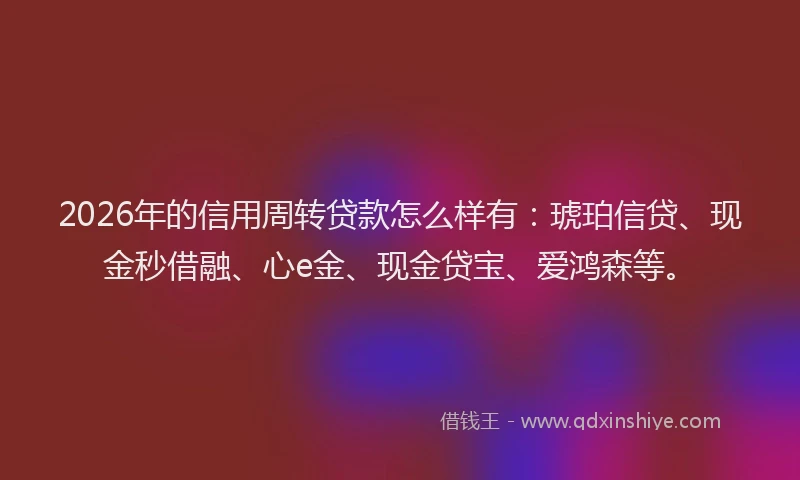 2026年的信用周转贷款怎么样有：琥珀信贷、现金秒借融、心e金、现金贷宝、爱鸿森等。