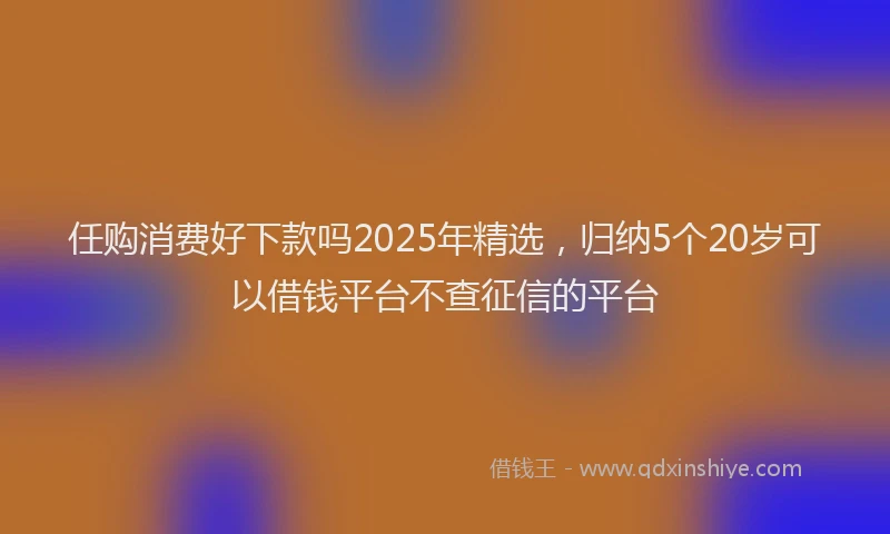 任购消费好下款吗2025年精选,归纳5个20岁可以借钱平台不查征信的平台