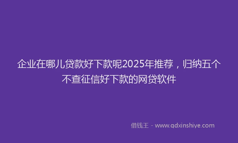 企业在哪儿贷款好下款呢2025年推荐,归纳五个不查征信好下款的网贷软件