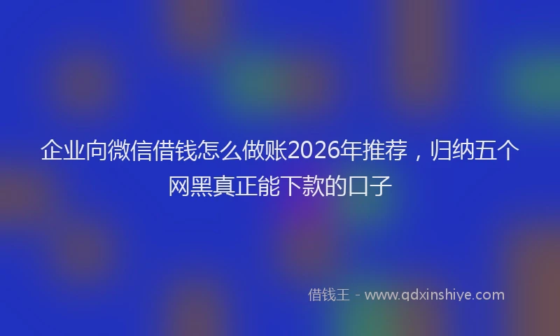企业向微信借钱怎么做账2026年推荐，归纳五个网黑真正能下款的口子