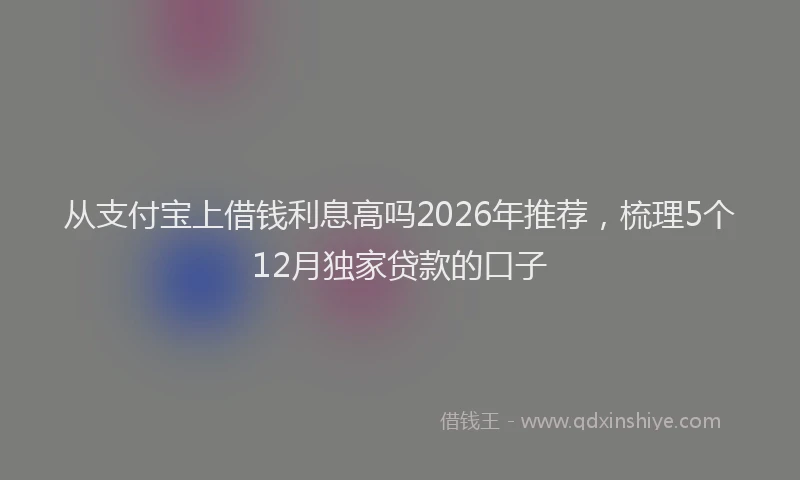 从支付宝上借钱利息高吗2026年推荐，梳理5个12月独家贷款的口子