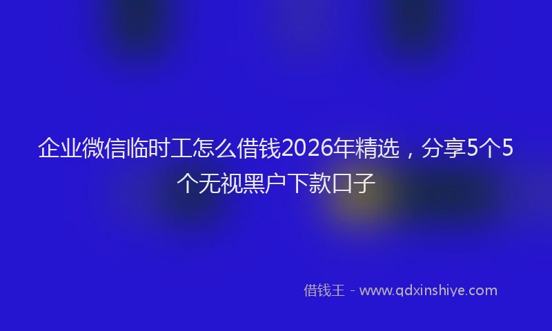 企业微信临时工怎么借钱2026年精选，分享5个5个无视黑户下款口子