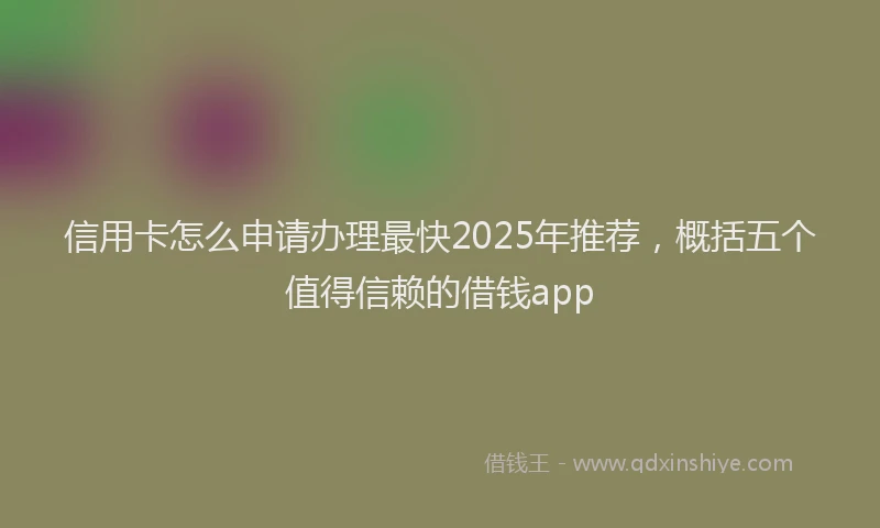 信用卡怎么申请办理最快2025年推荐，概括五个值得信赖的借钱app