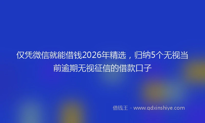 仅凭微信就能借钱2026年精选，归纳5个无视当前逾期无视征信的借款口子