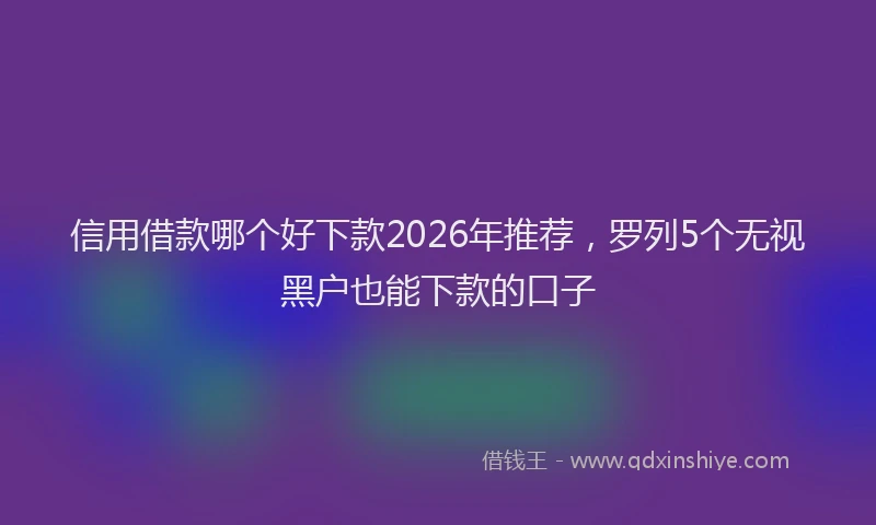 信用借款哪个好下款2026年推荐，罗列5个无视黑户也能下款的口子