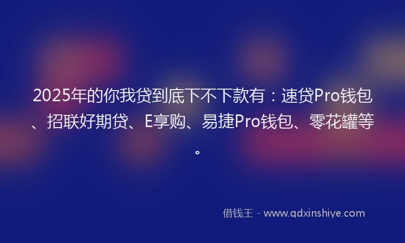 2025年的你我贷到底下不下款有：速贷Pro钱包、招联好期贷、E享购、易捷Pro钱包、零花罐等。