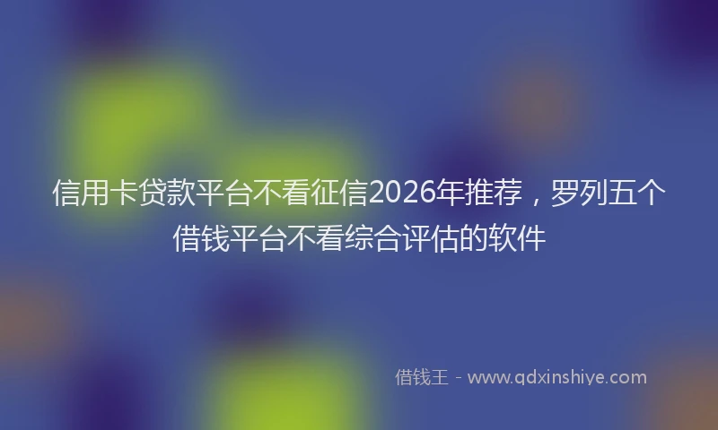 信用卡贷款平台不看征信2026年推荐，罗列五个借钱平台不看综合评估的软件