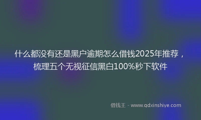 什么都没有还是黑户逾期怎么借钱2025年推荐，梳理五个无视征信黑白100%秒下软件