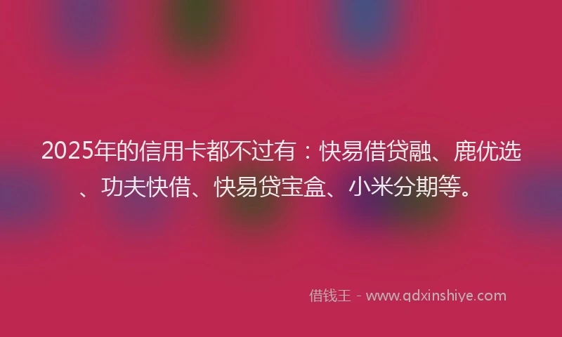 2025年的信用卡都不过有：快易借贷融、鹿优选、功夫快借、快易贷宝盒、小米分期等。