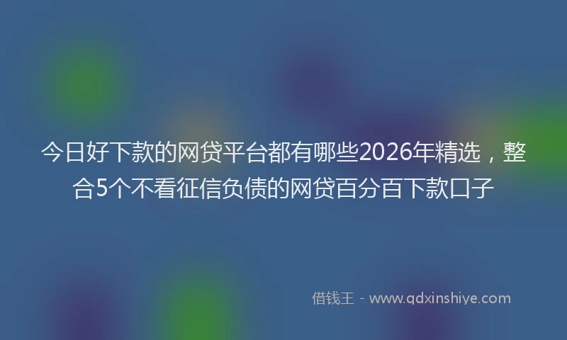 今日好下款的网贷平台都有哪些2026年精选，整合5个不看征信负债的网贷百分百下款口子