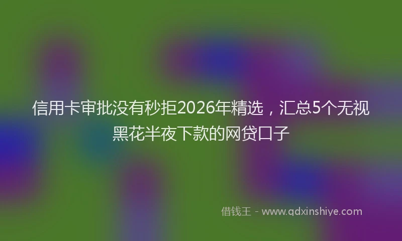 信用卡审批没有秒拒2026年精选，汇总5个无视黑花半夜下款的网贷口子