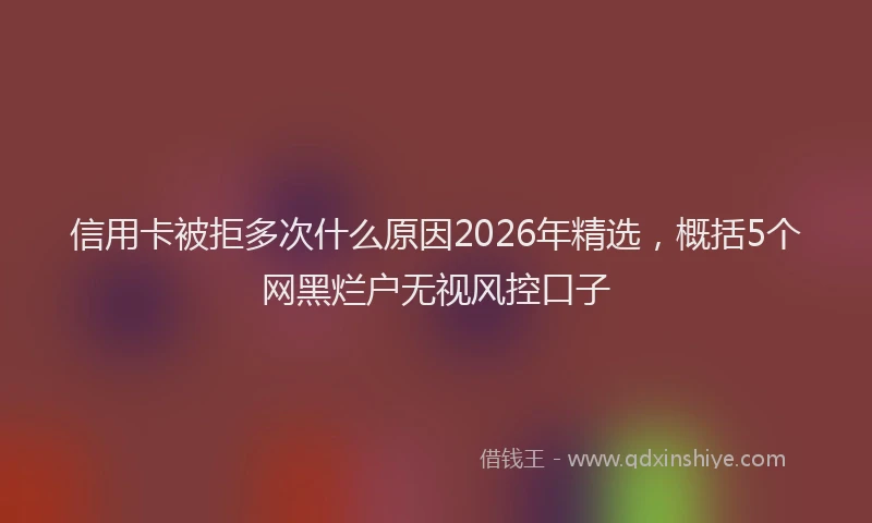 信用卡被拒多次什么原因2026年精选，概括5个网黑烂户无视风控口子