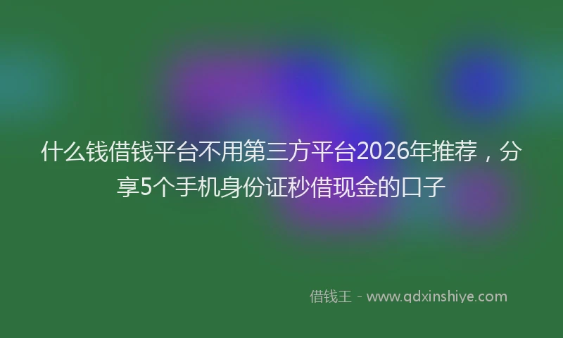 什么钱借钱平台不用第三方平台2026年推荐，分享5个手机身份证秒借现金的口子