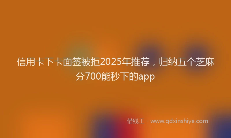 信用卡下卡面签被拒2025年推荐，归纳五个芝麻分700能秒下的app