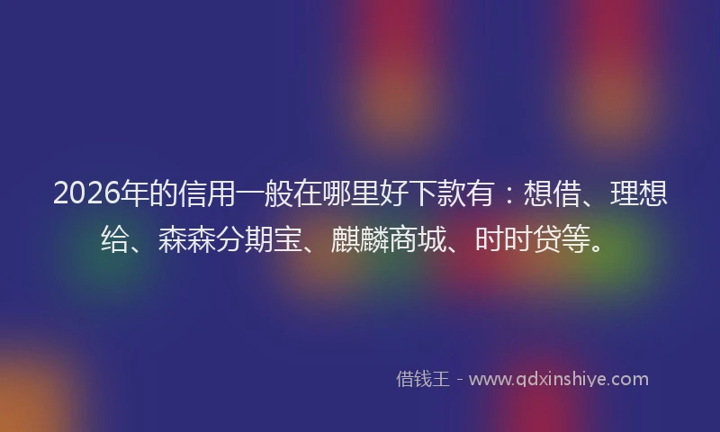 2026年的信用一般在哪里好下款有：想借、理想给、森森分期宝、麒麟商城、时时贷等。