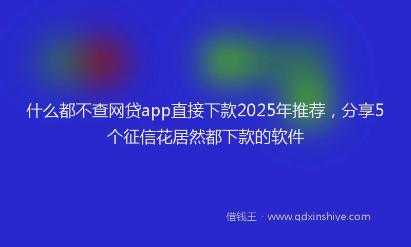 什么都不查网贷app直接下款2025年推荐，分享5个征信花居然都下款的软件