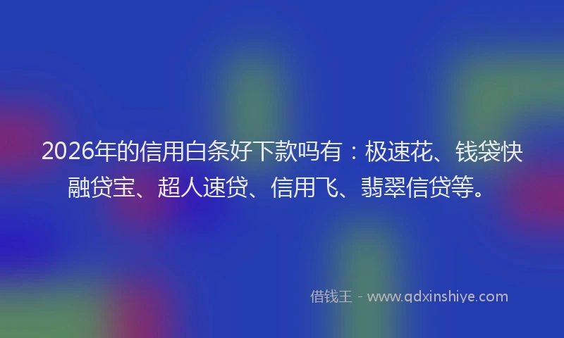 2026年的信用白条好下款吗有:极速花、钱袋快融贷宝、超人速贷、信用飞、翡翠信贷等。