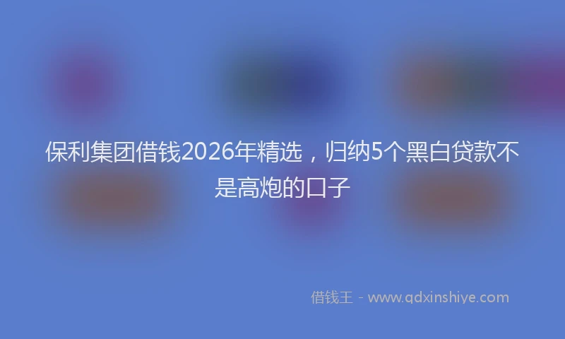 保利集团借钱2026年精选，归纳5个黑白贷款不是高炮的口子