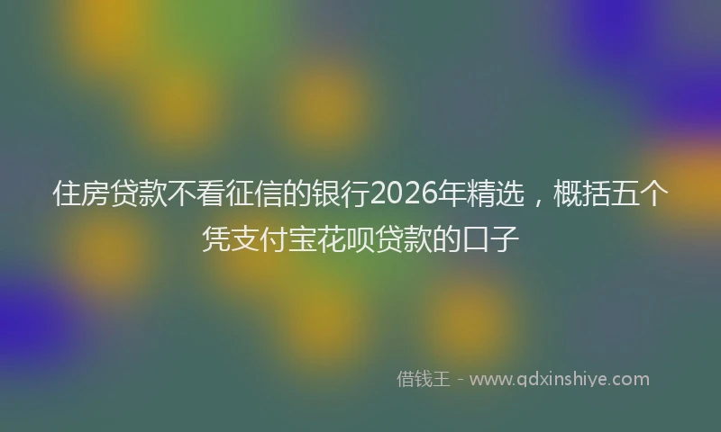 住房贷款不看征信的银行2026年精选，概括五个凭支付宝花呗贷款的口子