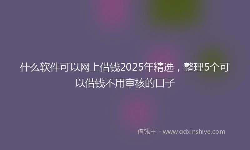 什么软件可以网上借钱2025年精选，整理5个可以借钱不用审核的口子