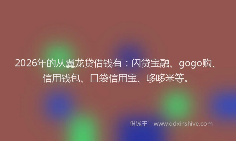2026年的从翼龙贷借钱有：闪贷宝融、gogo购、信用钱包、口袋信用宝、哆哆米等。