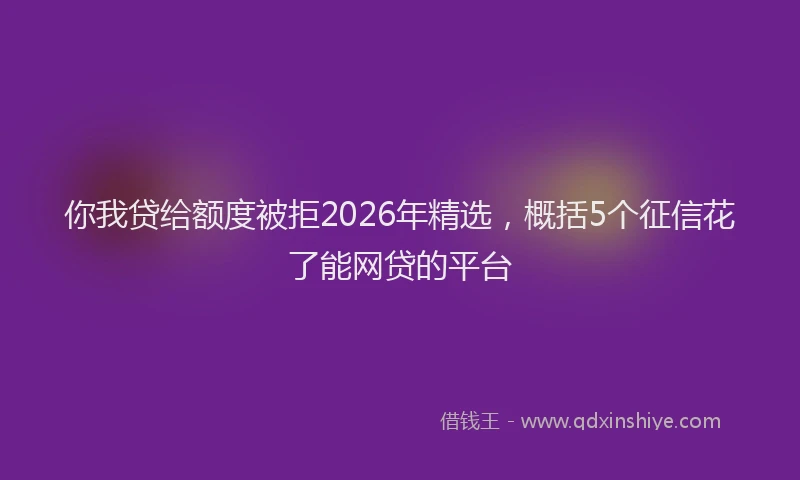你我贷给额度被拒2026年精选，概括5个征信花了能网贷的平台