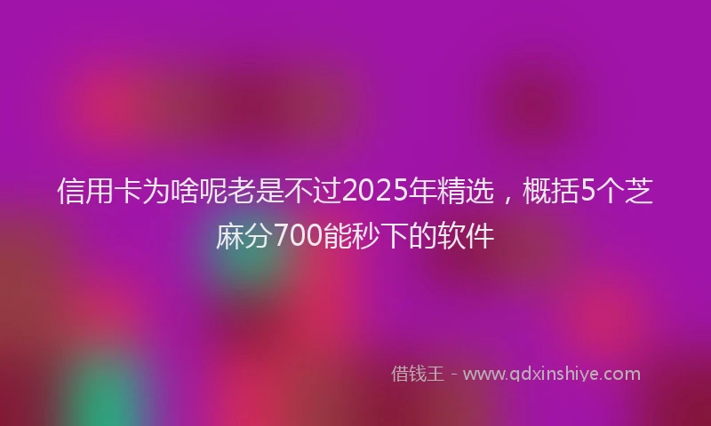 信用卡为啥呢老是不过2025年精选，概括5个芝麻分700能秒下的软件