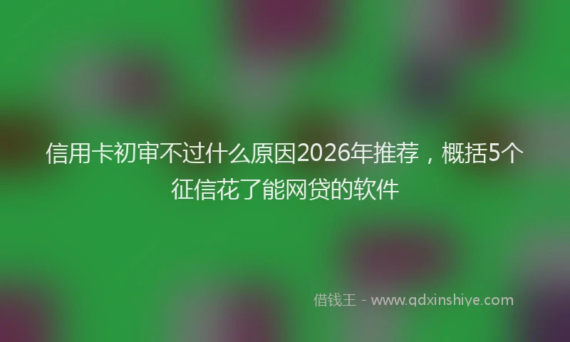 信用卡初审不过什么原因2026年推荐，概括5个征信花了能网贷的软件