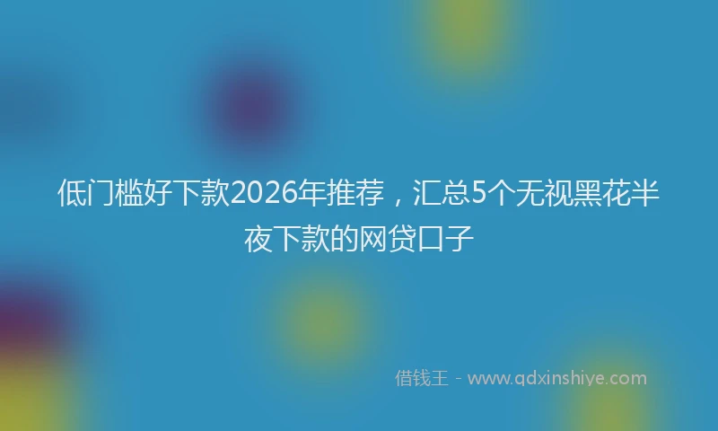 低门槛好下款2026年推荐，汇总5个无视黑花半夜下款的网贷口子