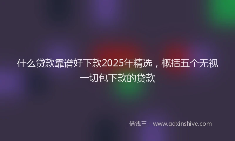 什么贷款靠谱好下款2025年精选，概括五个无视一切包下款的贷款