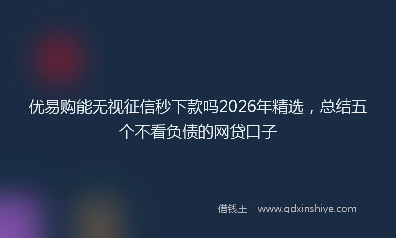 优易购能无视征信秒下款吗2026年精选，总结五个不看负债的网贷口子