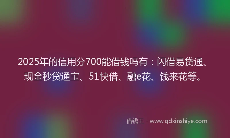 2025年的信用分700能借钱吗有：闪借易贷通、现金秒贷通宝、51快借、融e花、钱来花等。