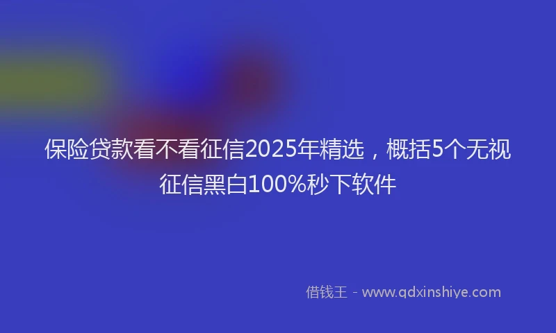 保险贷款看不看征信2025年精选，概括5个无视征信黑白100%秒下软件