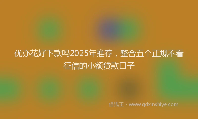 优亦花好下款吗2025年推荐，整合五个正规不看征信的小额贷款口子