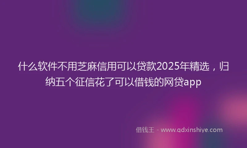 什么软件不用芝麻信用可以贷款2025年精选，归纳五个征信花了可以借钱的网贷app