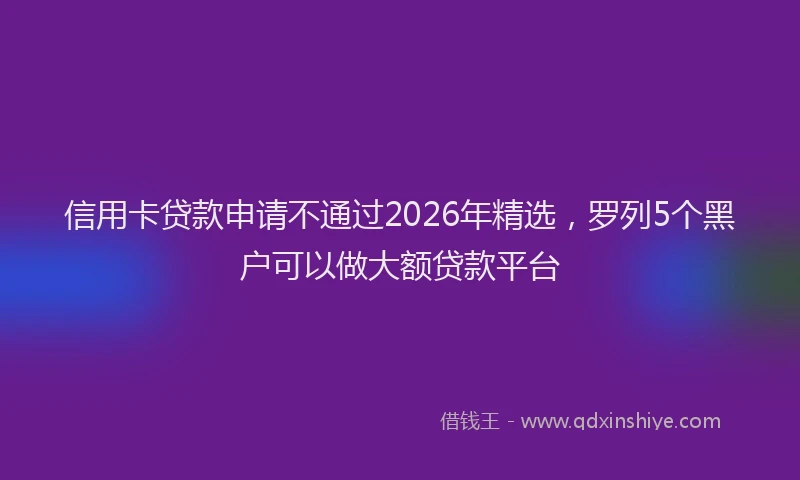 信用卡贷款申请不通过2026年精选，罗列5个黑户可以做大额贷款平台