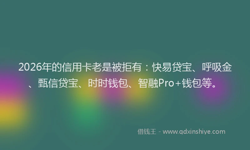 2026年的信用卡老是被拒有：快易贷宝、呼吸金、甄信贷宝、时时钱包、智融Pro+钱包等。