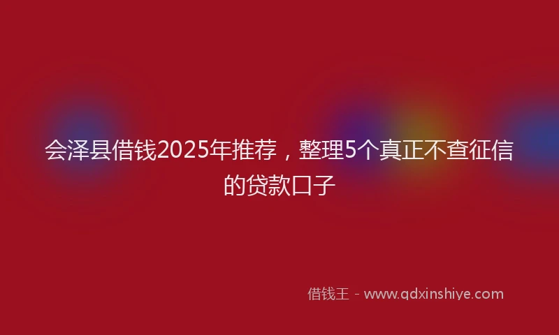 会泽县借钱2025年推荐，整理5个真正不查征信的贷款口子