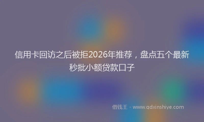 信用卡回访之后被拒2026年推荐，盘点五个最新秒批小额贷款口子