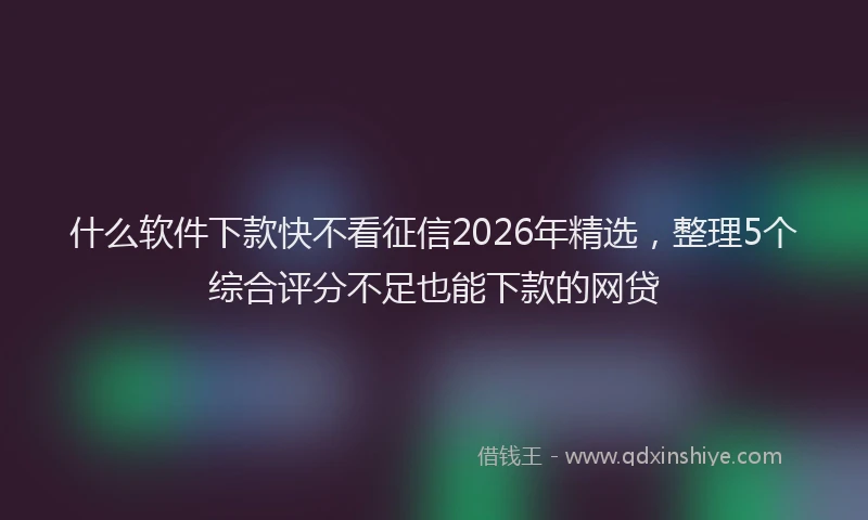 什么软件下款快不看征信2026年精选，整理5个综合评分不足也能下款的网贷