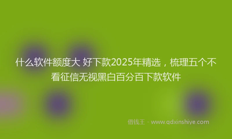 什么软件额度大 好下款2025年精选，梳理五个不看征信无视黑白百分百下款软件